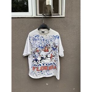 Vintage 90s Florida Gators Looney Tunes T Shirt Size XL Gray Made In USA